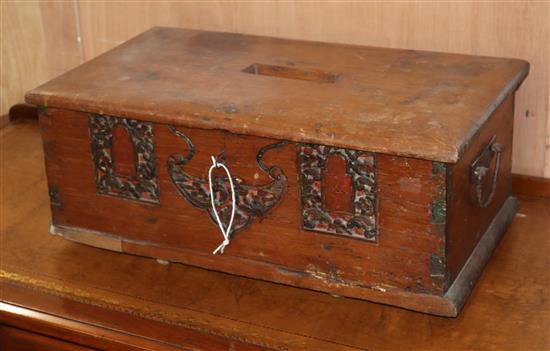 A wedding dowry box in teak, early 20th century W.55cm